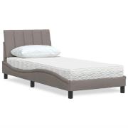 vidaXL Säng med madrass taupe 90x200 cm tyg