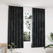 vidaXL Mörkläggningsgardiner 2 st m. krokar sammet antracit 140x175 cm