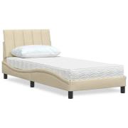vidaXL Bed with Mattress "Hanko" Cream 90x190 cm Fabric