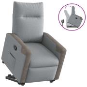 vidaXL Reclinerfåtölj med uppresningshjälp ljusgrå tyg