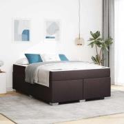 vidaXL Sängram med madrass Mörkbrun 140 x 200 cm tyg