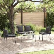 vidaXL Trädgårdsmöbelset 3 pcs Svart, Antracit Poly rattan, stål