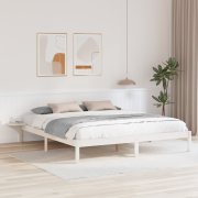 vidaXL Sängram med sängbord Vit 200 x 200 cm Vit