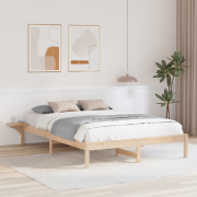 vidaXL Sängram med sängbord Brun 150 x 200 cm Brun