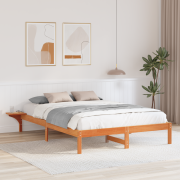vidaXL Sängram med sängbord Brun 140 x 200 cm Vaxbrun