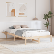 vidaXL Sängram med sängbord Brun 135 x 190 cm Brun
