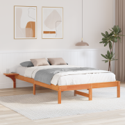 vidaXL Sängram med sängbord Brun 120 x 190 cm Vaxbrun