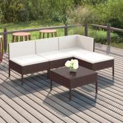 vidaXL Loungegrupp med dynor 5 delar konstrotting brun