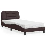vidaXL Bed with Mattress "Hvar" Dark Brown 80x200 cm Fabric