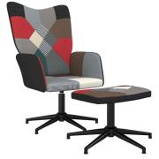 vidaXL Vilstol med fotpall tyg lapptäcke