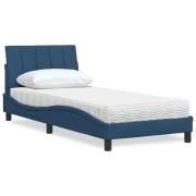 vidaXL Bed with Mattress "Hanko" Blue 90x200 cm Fabric