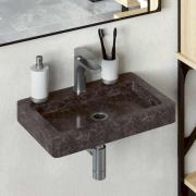 vidaXL Väggmonterat handfat svart 38x24x6,5 cm marmor