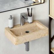 vidaXL Väggmonterat handfat gräddvit 38x24x6,5 cm marmor