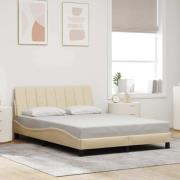 vidaXL Sängram utan madrass gräddvit 140x190 cm tyg