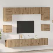 vidaXL TV-bänkset Väggmonterad 8 pcs Artisan Ek Konstruerat trä