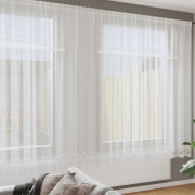 vidaXL Spetsgardin med gardiner Blommor Vit 1200 x 245 cm Polyester