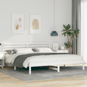vidaXL Sängram med huvudgavel Vit 200 x 200 cm Massiv furu
