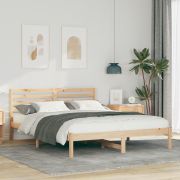 vidaXL Sängram med huvudgavel Brun 160 x 200 cm Massiv furu