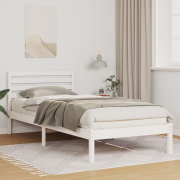 vidaXL Sängram med huvudgavel Vit 90 x 210 cm Massiv furu