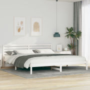 vidaXL Sängram med huvudgavel Vit 200 x 210 cm Massiv furu