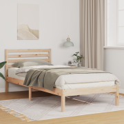 vidaXL Sängram med huvudgavel Brun 90 x 220 cm Massiv furu