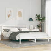 vidaXL Sängram med huvudgavel Vit 160 x 220 cm Massiv furu