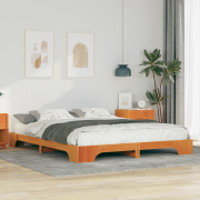 vidaXL Sängram med lagring Brun 160 x 220 cm Massiv furu