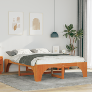 vidaXL Sängram med lagring Brun 160 x 200 cm Massiv furu