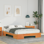 vidaXL Sängram med lagring Brun 120 x 190 cm Massiv furu