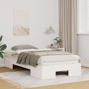 vidaXL Sängram med lagring Vit 90 x 200 cm Massiv furu