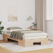 vidaXL Sängram med lagring Brun 90 x 190 cm Massiv furu