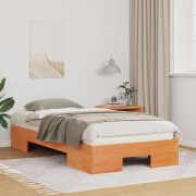 vidaXL Sängram med lagring Brun 75 x 190 cm Massiv furu