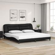vidaXL Sängram med huvudgavel svart och vit 200x200 cm konstläder