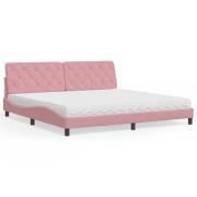 vidaXL Säng med madrass rosa 200x200 cm sammet