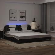 vidaXL Sängram med LED-belysning svart och vit 200x200 cm konstläder
