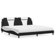 vidaXL Bed "Viana" with Mattress Black and White 200x200 cm Faux Leath...