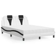 vidaXL Bed "Viana" with Mattress White and Black 140x190 cm Faux Leath...