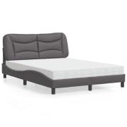 vidaXL Bed with Mattress "Hvar" Grey 140x190 cm Faux Leather