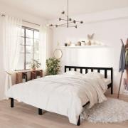vidaXL Sängram svart massiv furu 135x190 cm