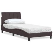 vidaXL Säng med madrass mörkbrun 90x190 cm tyg