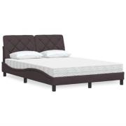 vidaXL Bed with Mattress Dark Brown 140x190 cm Fabric