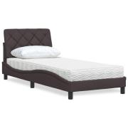 vidaXL Bed with Mattress Dark Brown 90x190 cm Fabric
