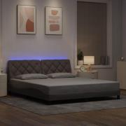vidaXL Sängram med LED utan madrass Taupe 180x200 cm tyg