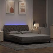 vidaXL Bed Frame with LED without Mattress Taupe 160x200 cm Fabric