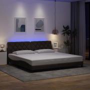 vidaXL Bed Frame with LED without Mattress Dark Brown 200x200 cm Fabri...