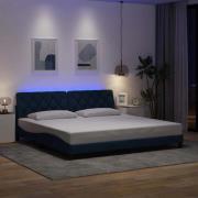 vidaXL Bed Frame with LED without Mattress Blue 200x200 cm Fabric