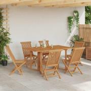 vidaXL Trädgårdsmöbelset 7 pcs Brun 140 x 80 x 75 cm Massivt teakträ