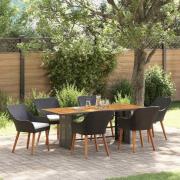 vidaXL Trädgårdsmöbelset med kudde 7 pcs Svart och brun konstrotting