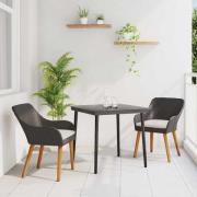 vidaXL Trädgårdsmöbelset med kudde 3 pcs Svart konstrotting