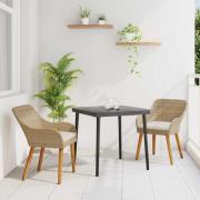 vidaXL Trädgårdsmöbelset med kudde 3 pcs Beige konstrotting